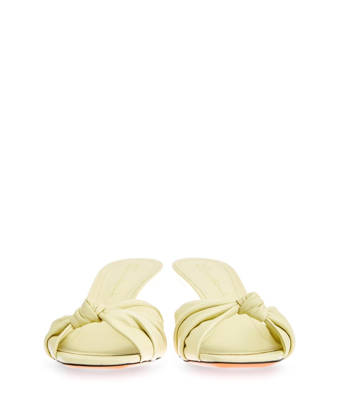 SANTONI Желтые кожаные мюли, фото 5