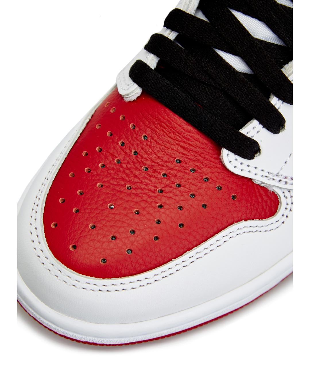 JORDAN Красные кожаные высокие кроссовки / кеды, фото 6