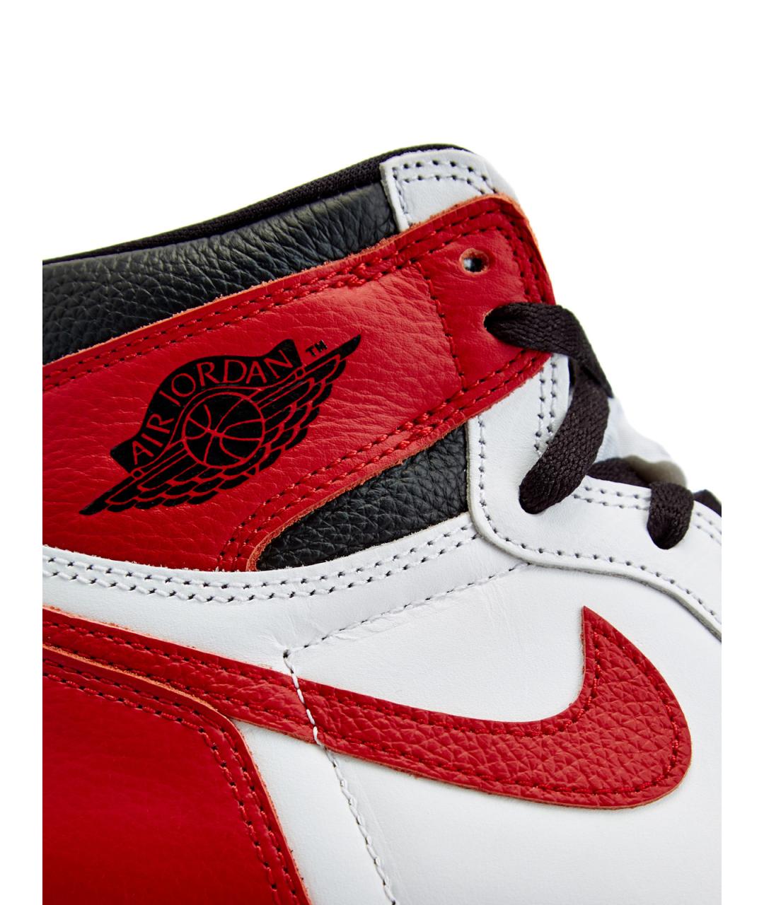 JORDAN Красные кожаные высокие кроссовки / кеды, фото 5