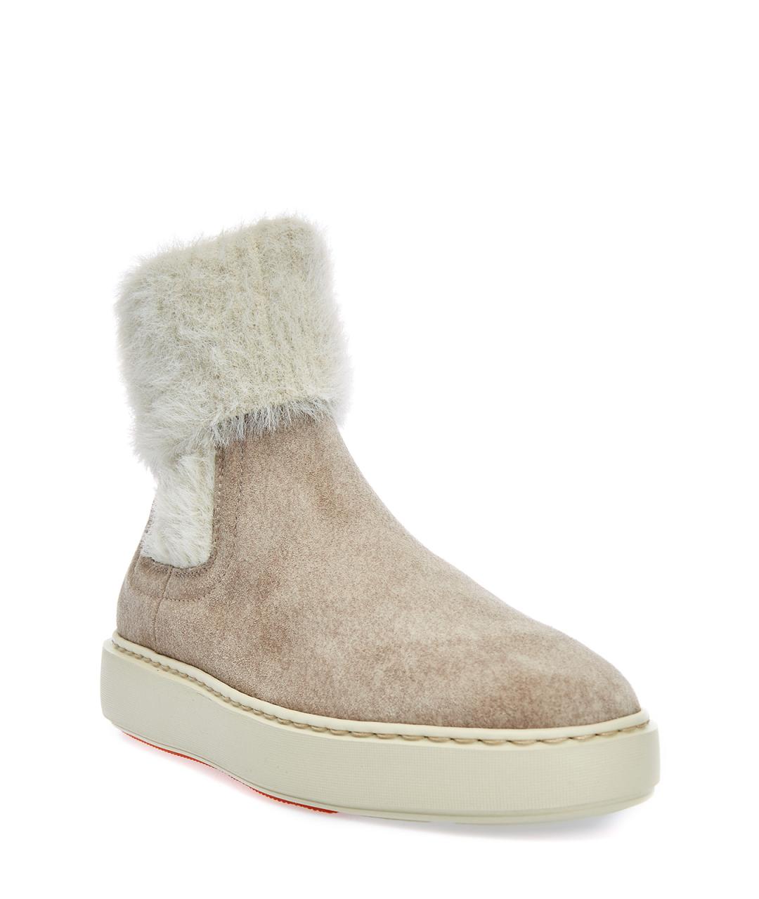 SANTONI Бежевые замшевые ботинки, фото 3