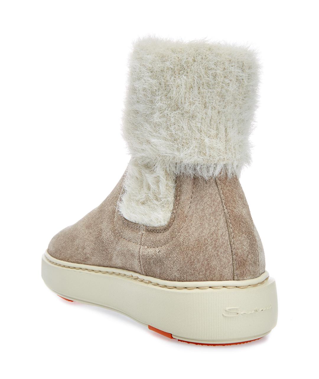 SANTONI Бежевые замшевые ботинки, фото 4