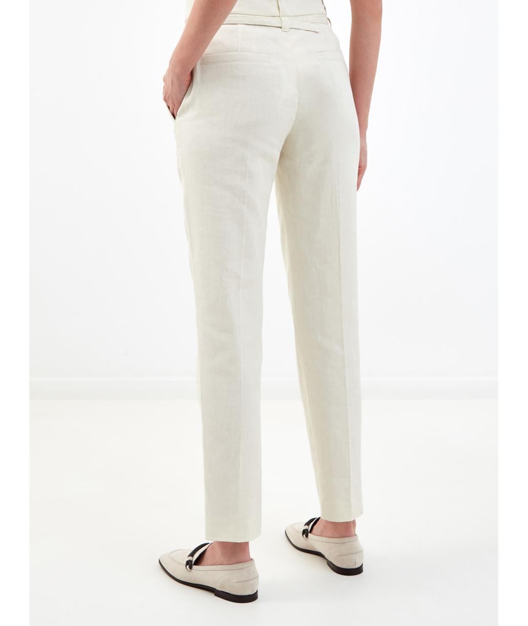 BRUNELLO CUCINELLI Белые льняные прямые брюки, фото 4
