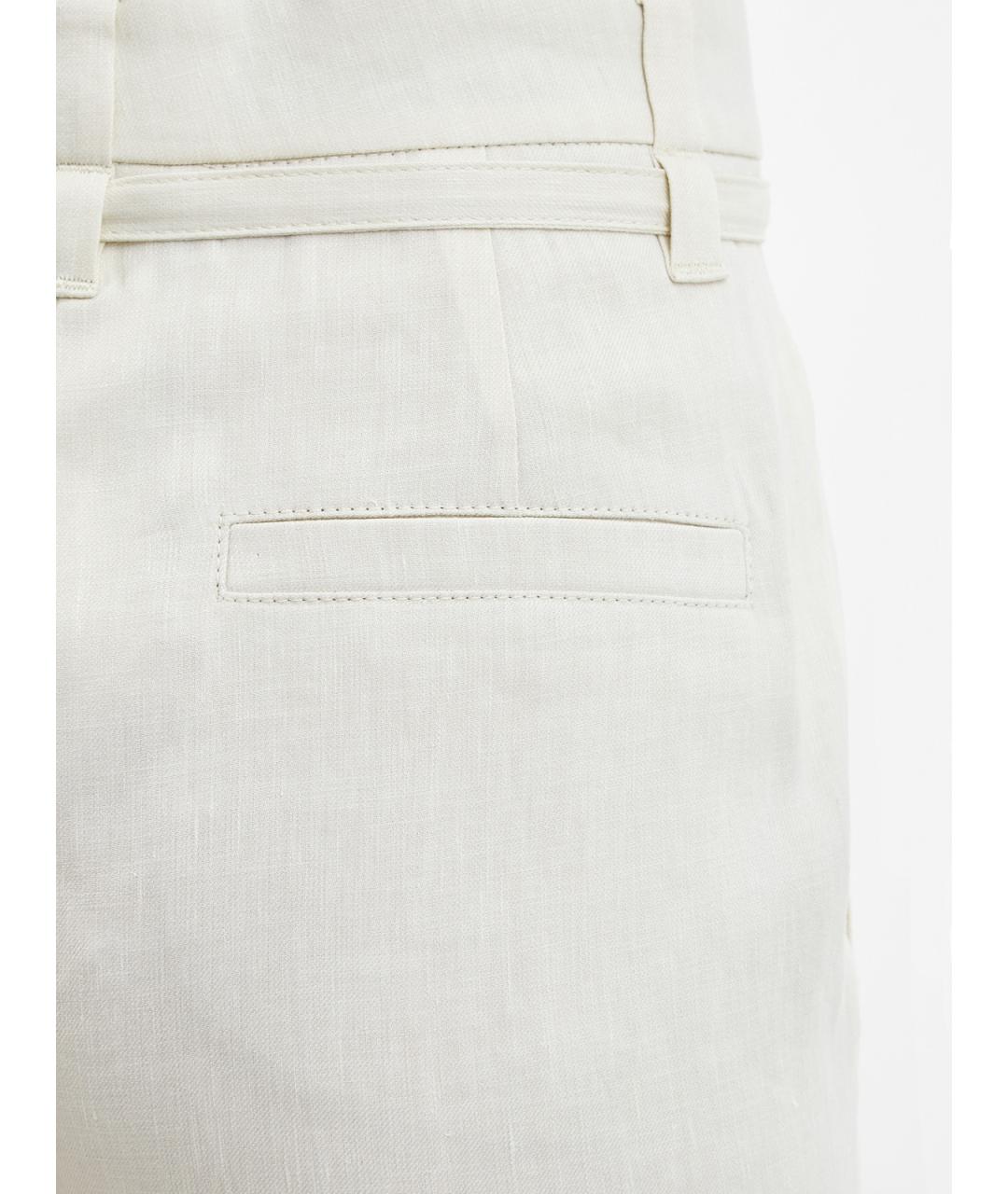 BRUNELLO CUCINELLI Белые льняные прямые брюки, фото 6