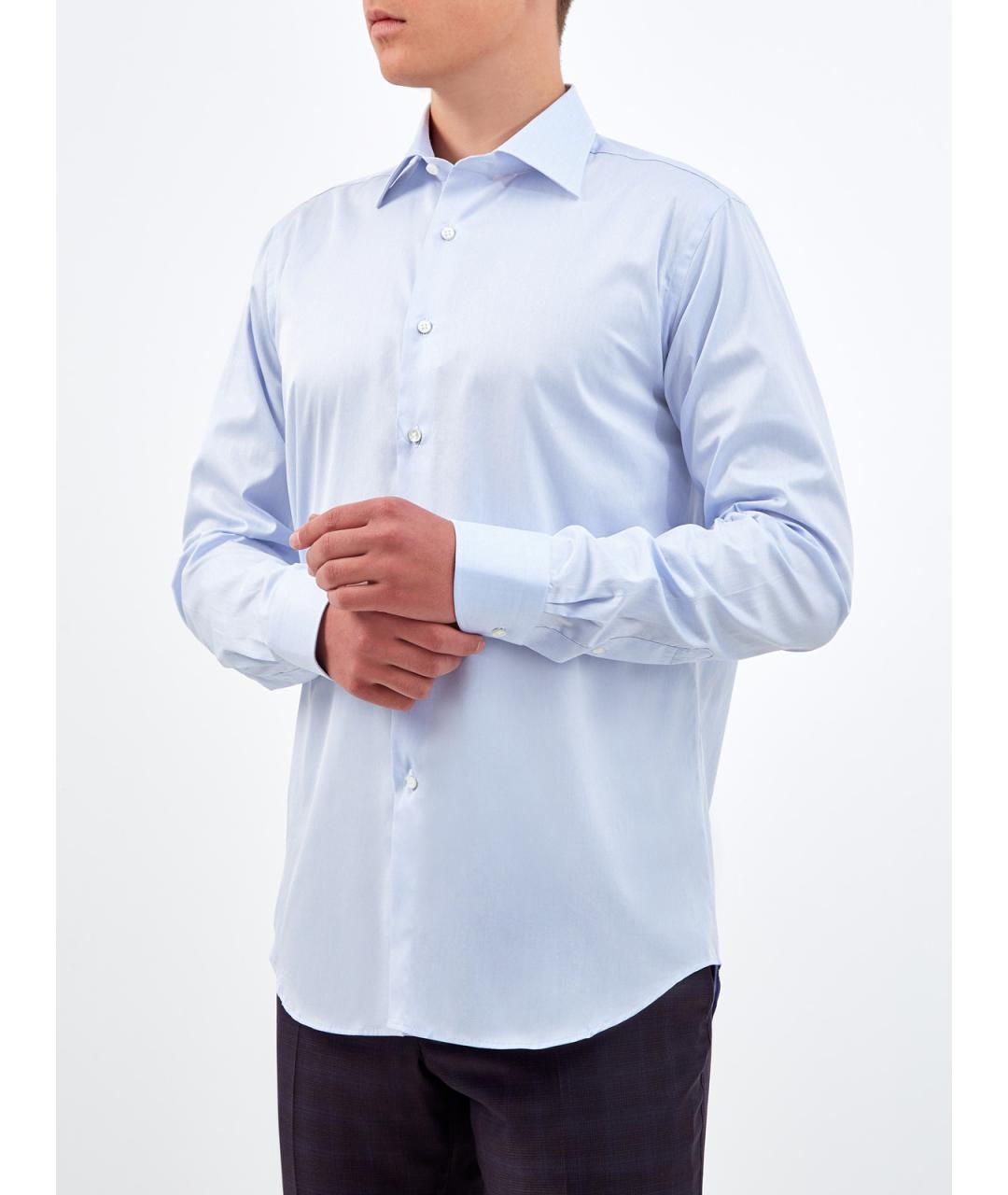 CANALI Голубая хлопковая кэжуал рубашка, фото 3