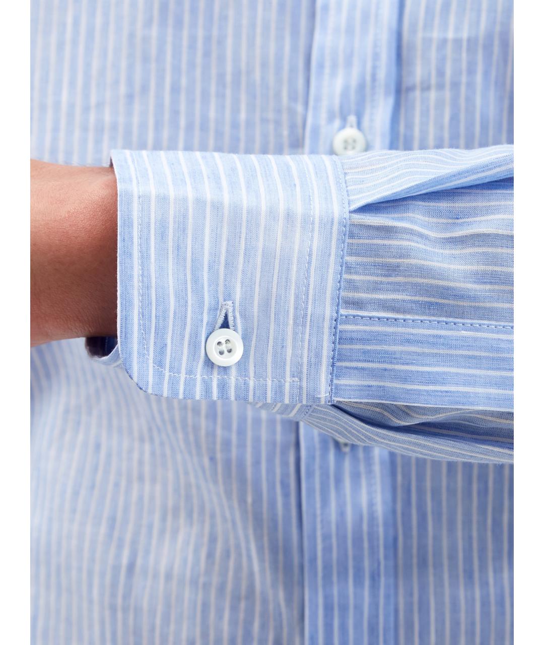 BRUNELLO CUCINELLI Голубая льняная кэжуал рубашка, фото 5