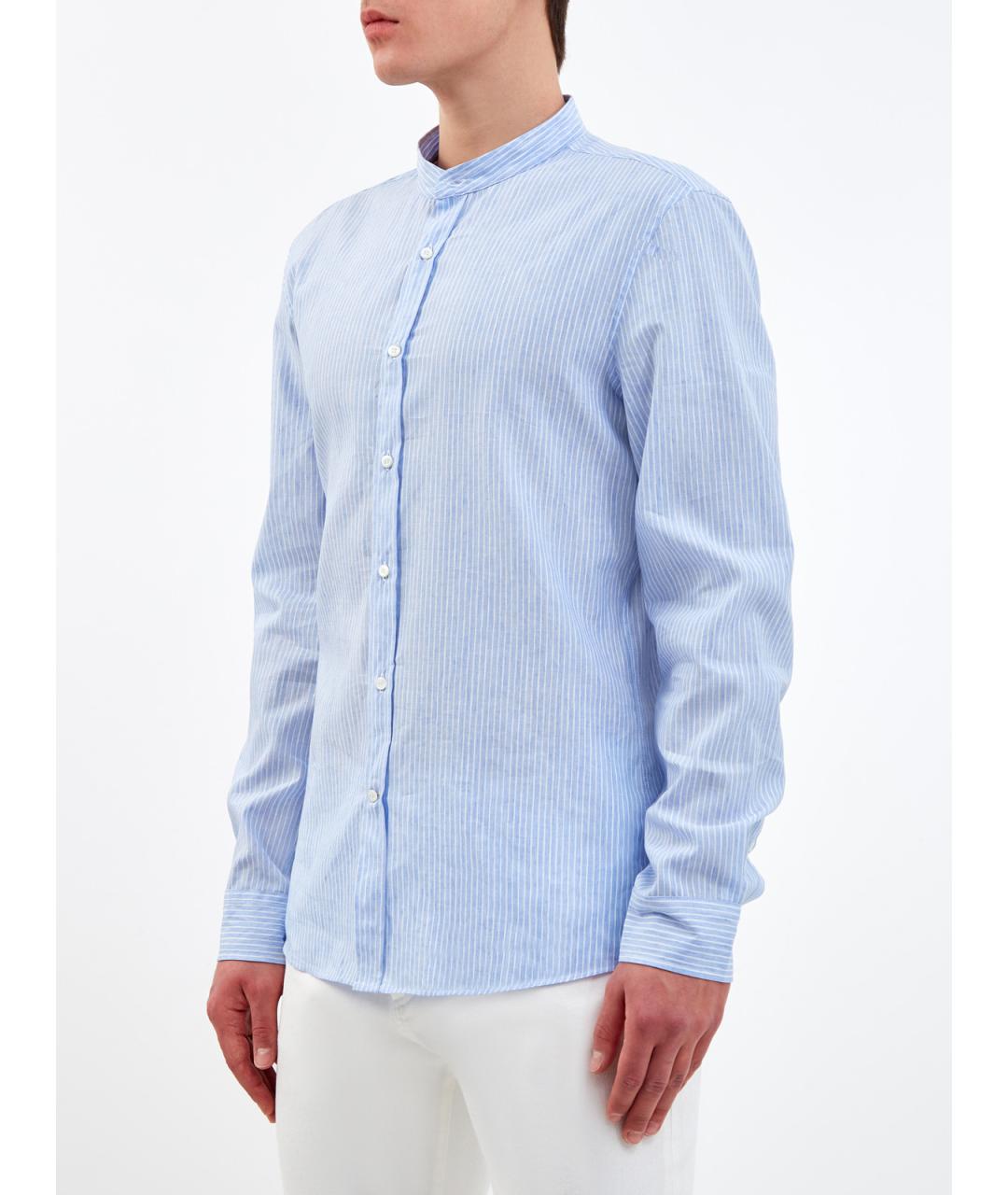 BRUNELLO CUCINELLI Голубая льняная кэжуал рубашка, фото 3