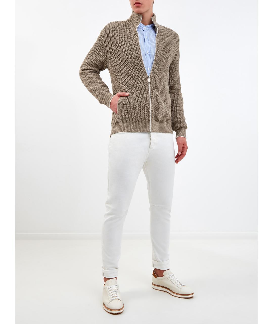 BRUNELLO CUCINELLI Голубая льняная кэжуал рубашка, фото 2