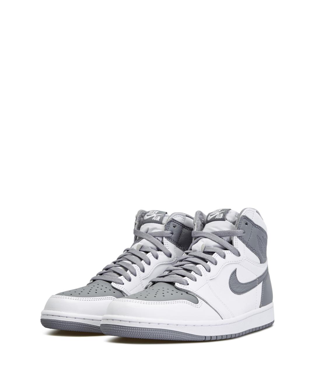 JORDAN Серые кожаные высокие кроссовки / кеды, фото 2