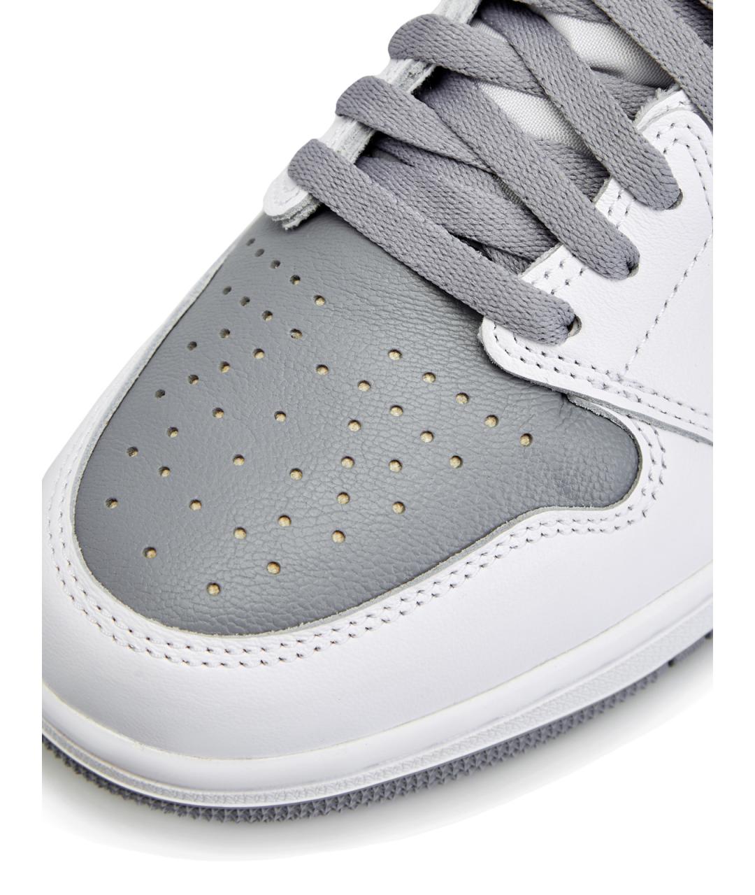 JORDAN Серые кожаные высокие кроссовки / кеды, фото 4