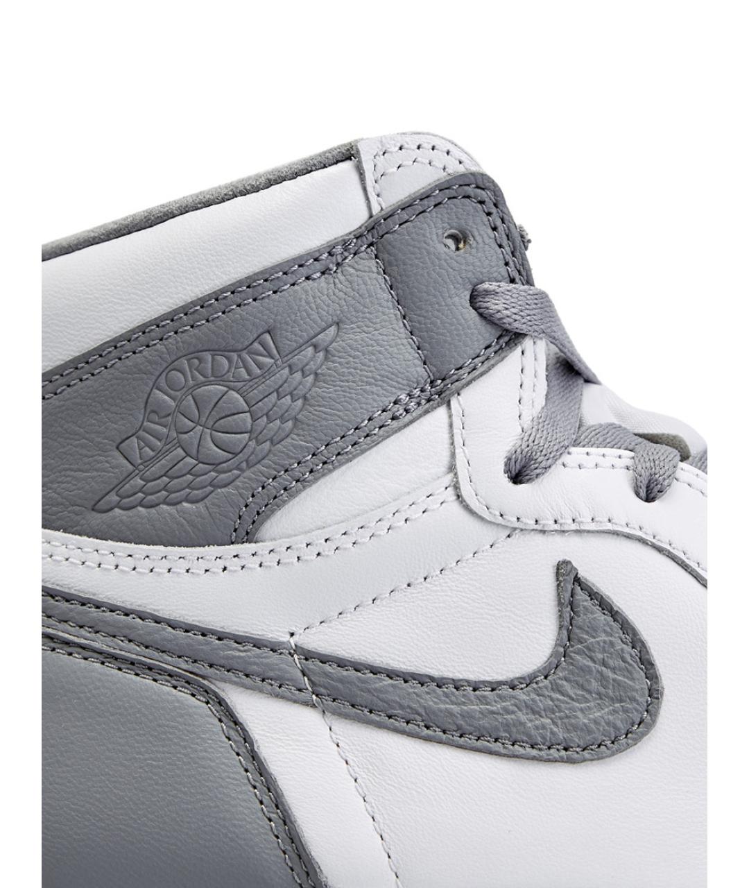 JORDAN Серые кожаные высокие кроссовки / кеды, фото 5