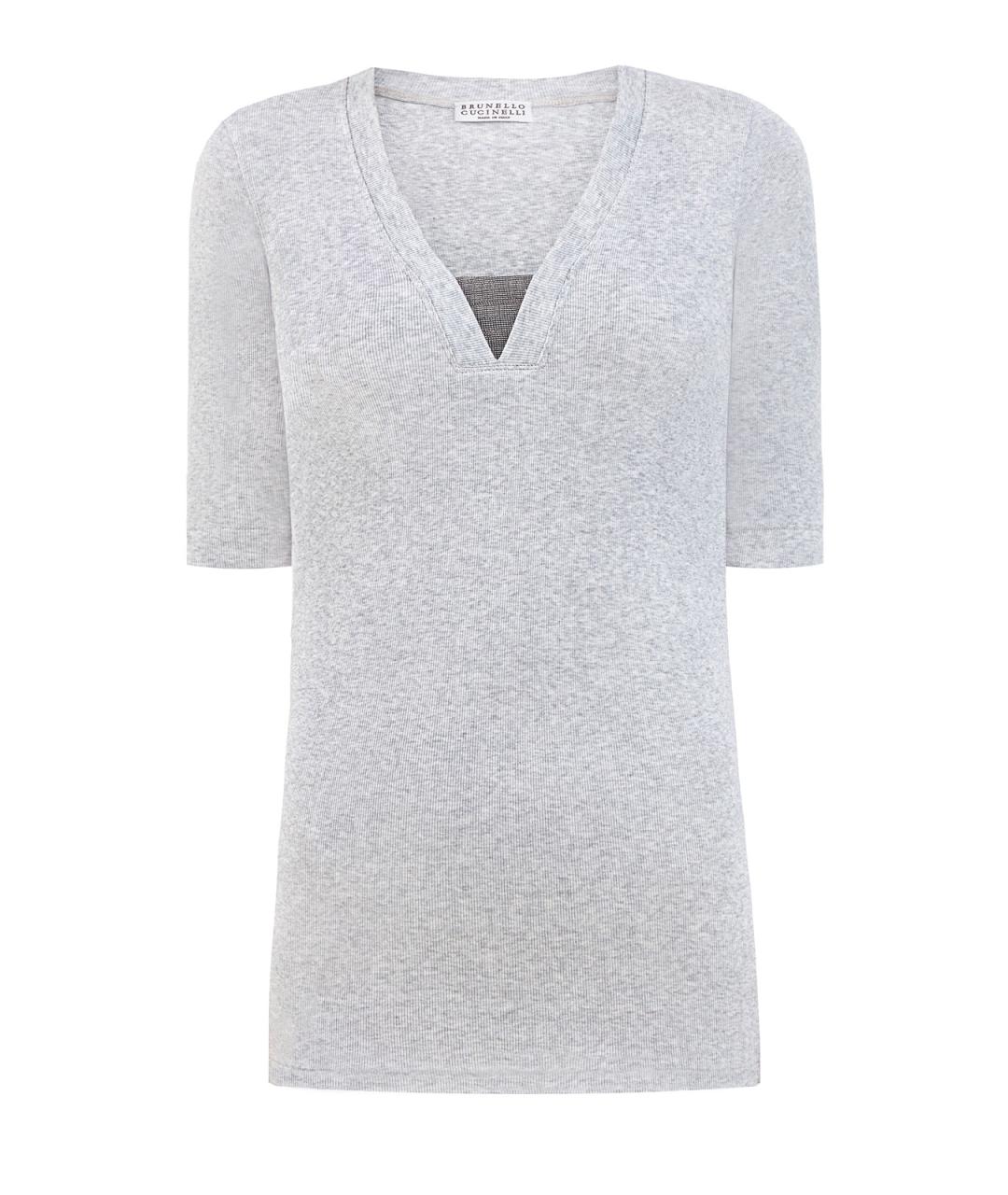 BRUNELLO CUCINELLI Серая хлопковая футболка, фото 1