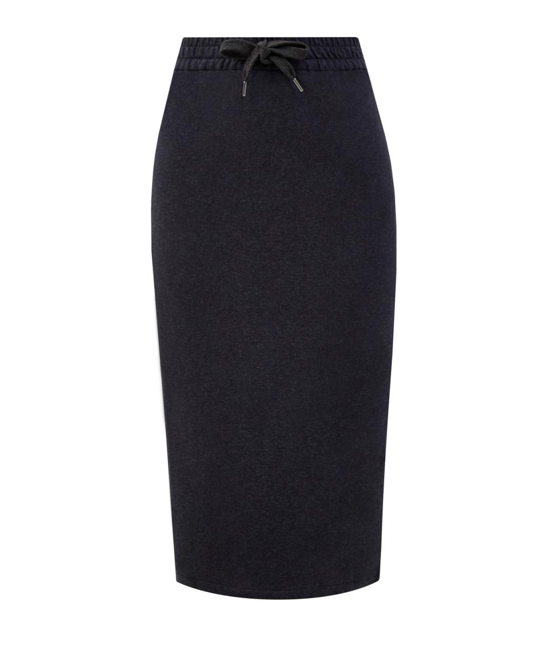 BRUNELLO CUCINELLI Антрацитовая хлопковая юбка миди, фото 1