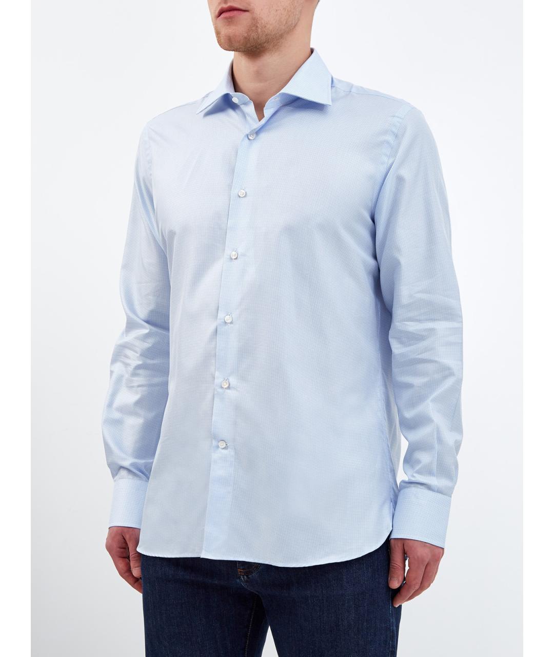 CANALI Голубая хлопковая кэжуал рубашка, фото 3