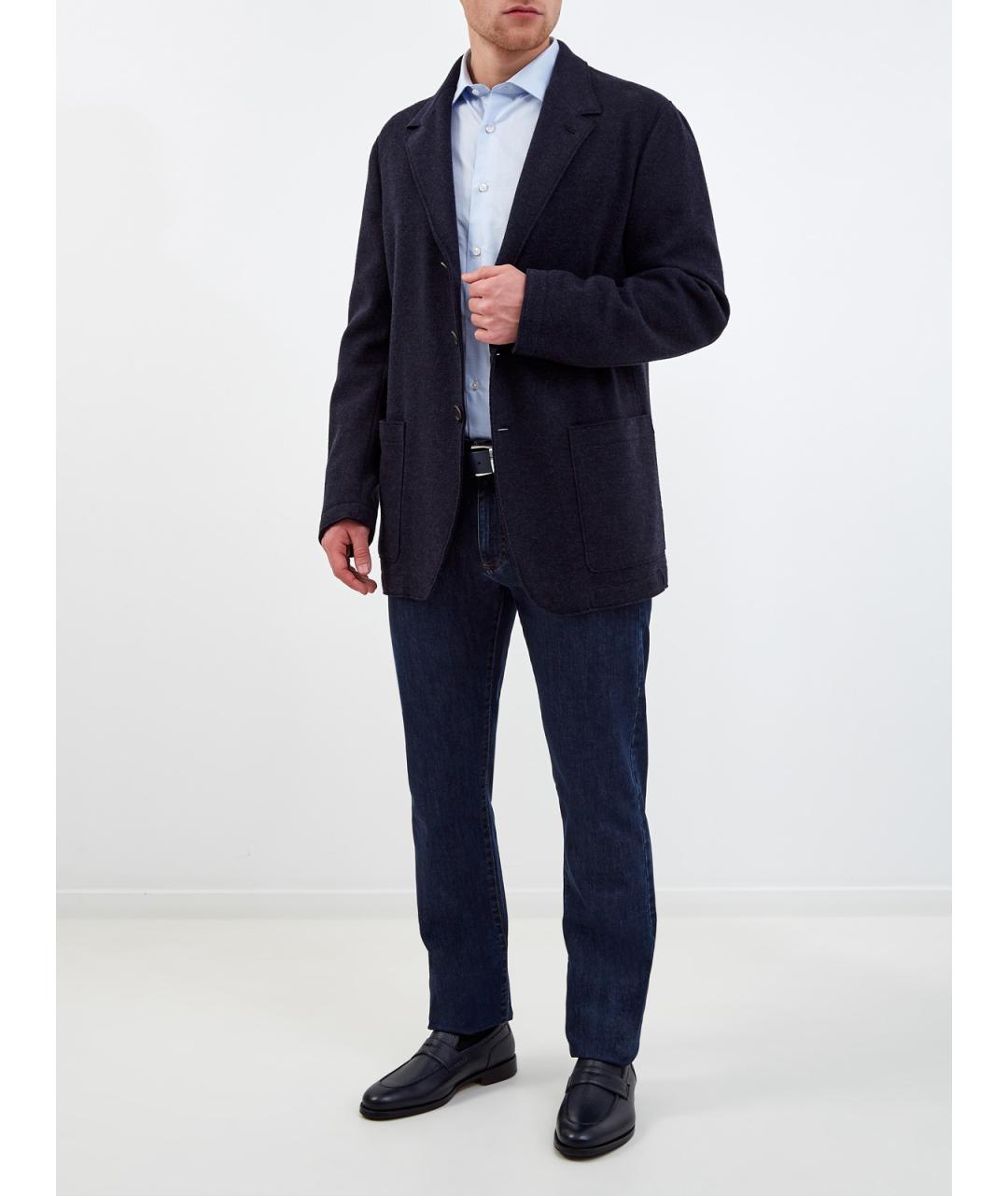 CANALI Голубая хлопковая кэжуал рубашка, фото 2