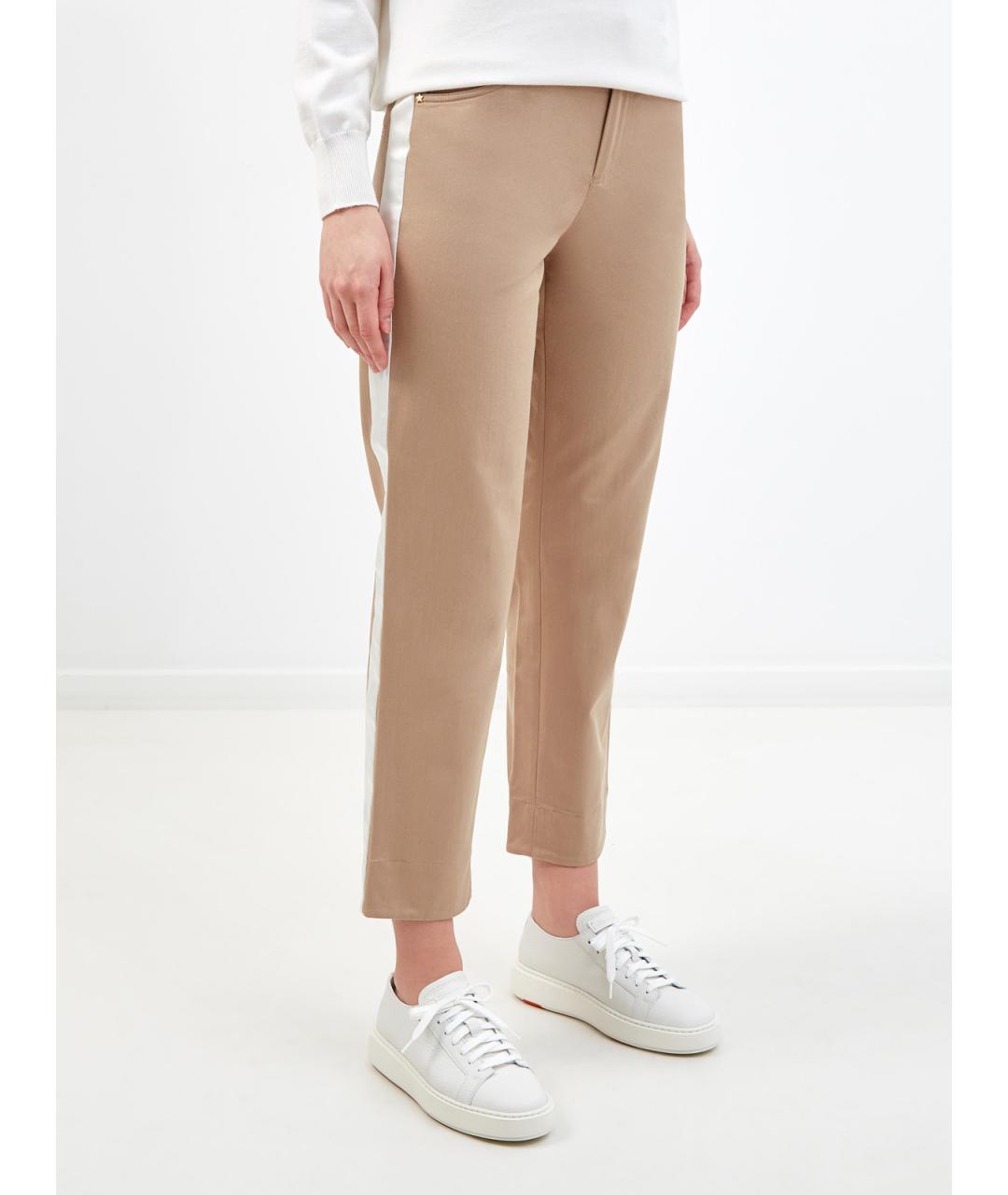 LORENA ANTONIAZZI Коричневые хлопковые брюки узкие, фото 3