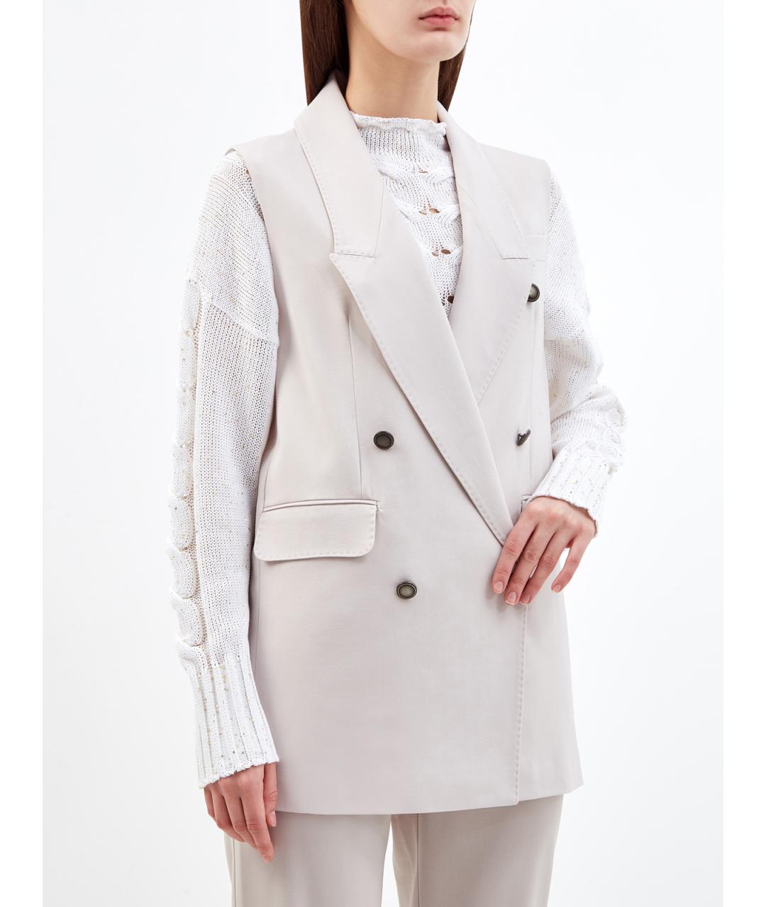 LORENA ANTONIAZZI Бежевый шерстяной жилет, фото 3