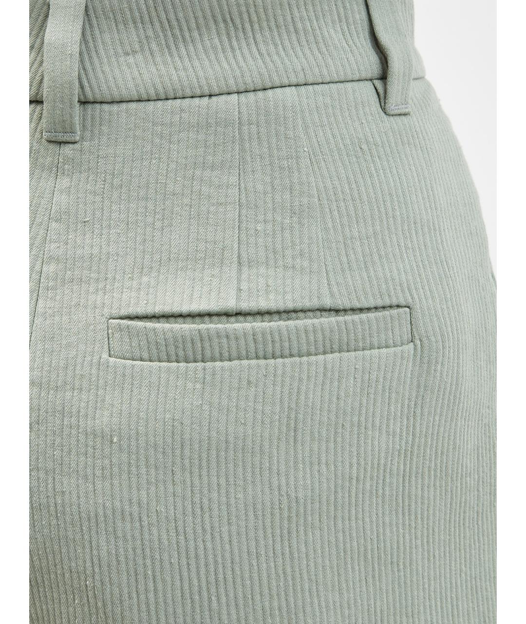 BRUNELLO CUCINELLI Зеленые льняные прямые брюки, фото 6