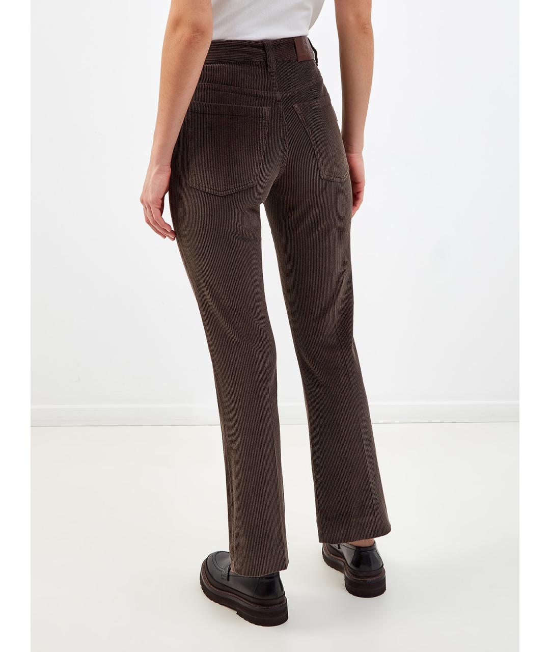 BRUNELLO CUCINELLI Коричневые хлопковые прямые брюки, фото 4