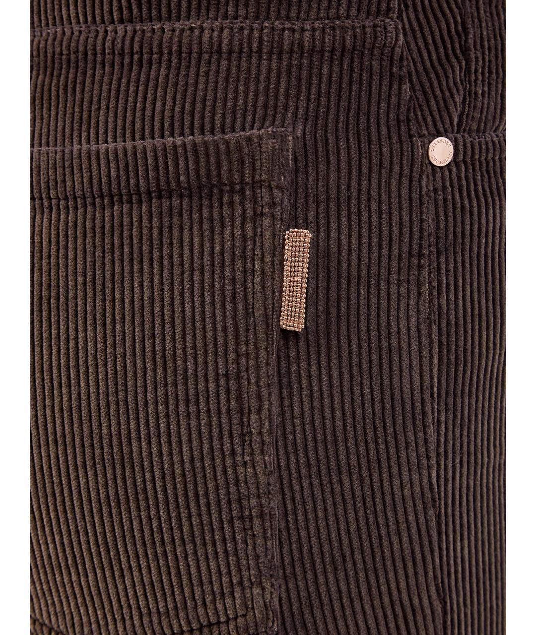 BRUNELLO CUCINELLI Коричневые хлопковые прямые брюки, фото 5