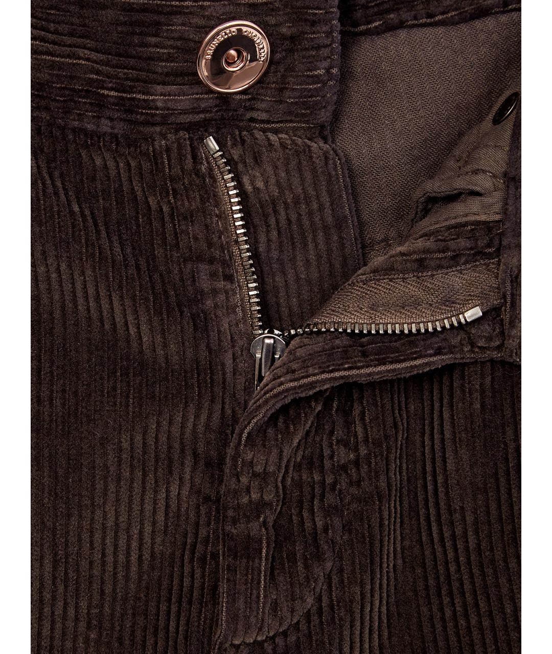 BRUNELLO CUCINELLI Коричневые хлопковые прямые брюки, фото 6