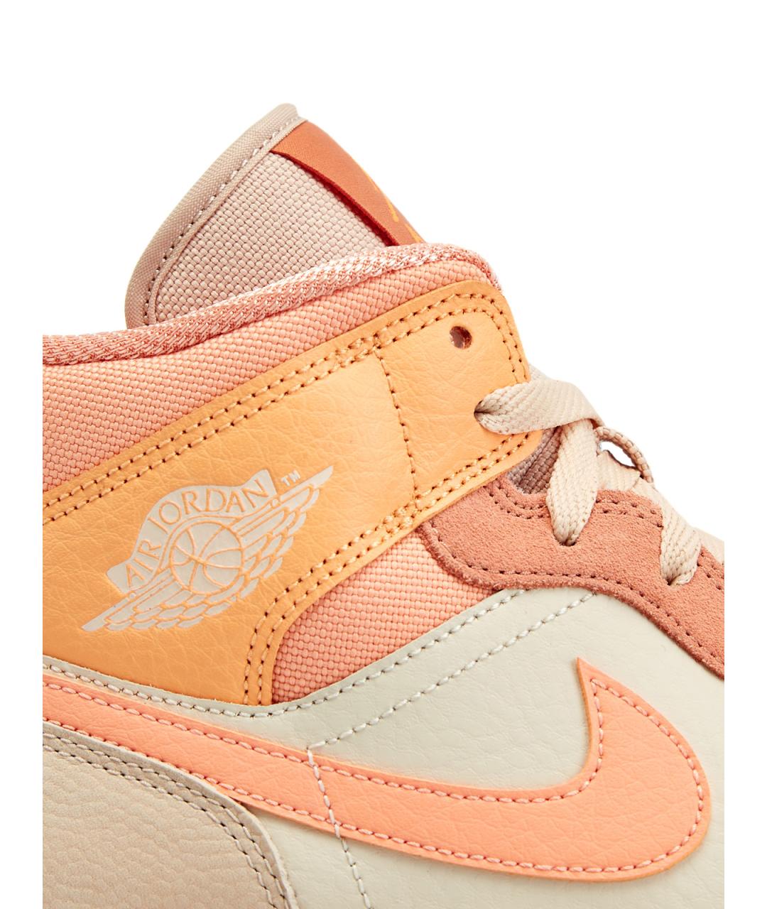 JORDAN Оранжевое кожаные высокие кроссовки / кеды, фото 4