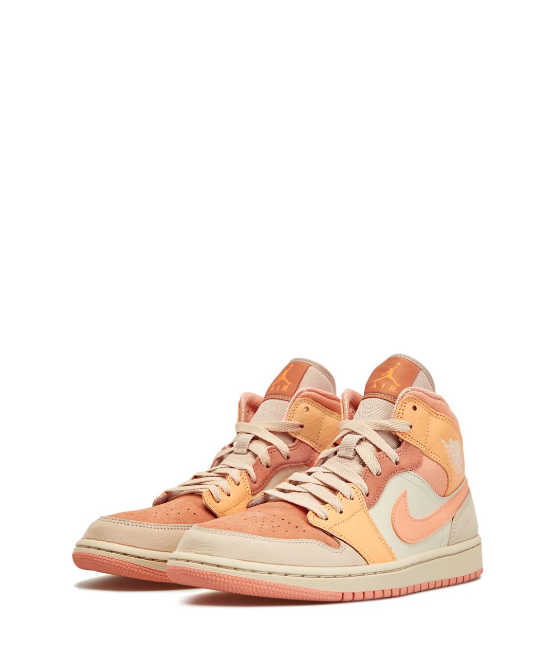 JORDAN Оранжевое кожаные высокие кроссовки / кеды, фото 2