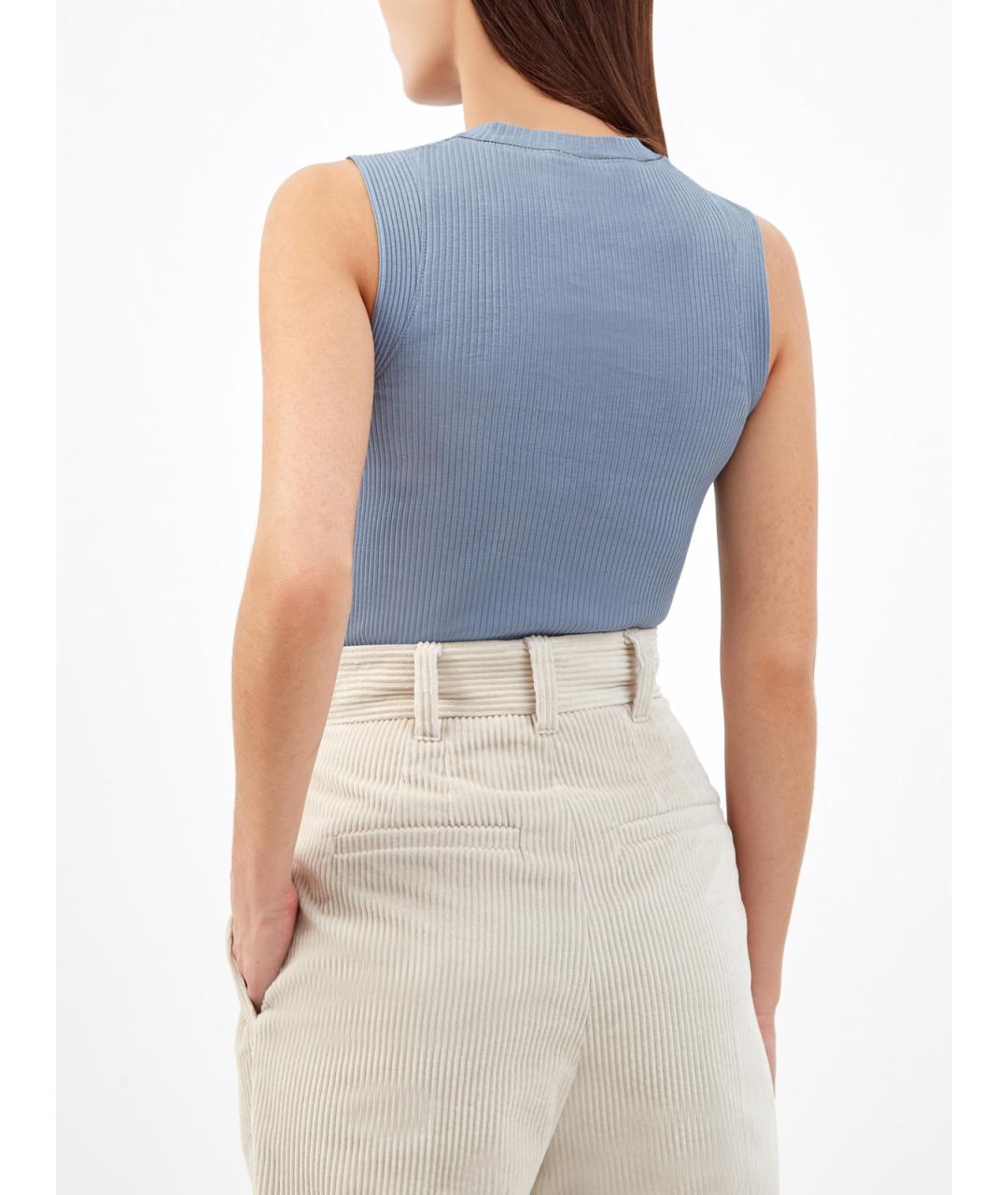 BRUNELLO CUCINELLI Голубая хлопковая майка, фото 4