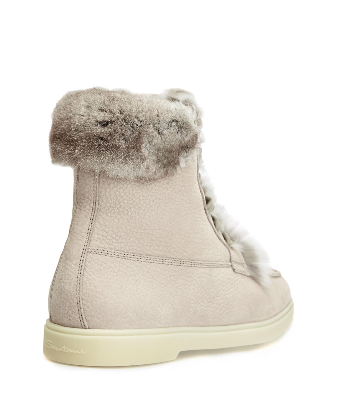 SANTONI Бежевые кожаные ботинки, фото 3