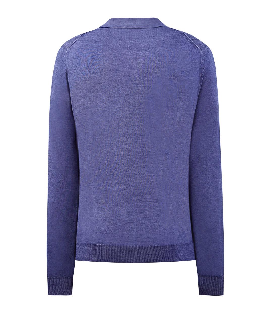 CANALI Синее поло с длинным рукавом, фото 2