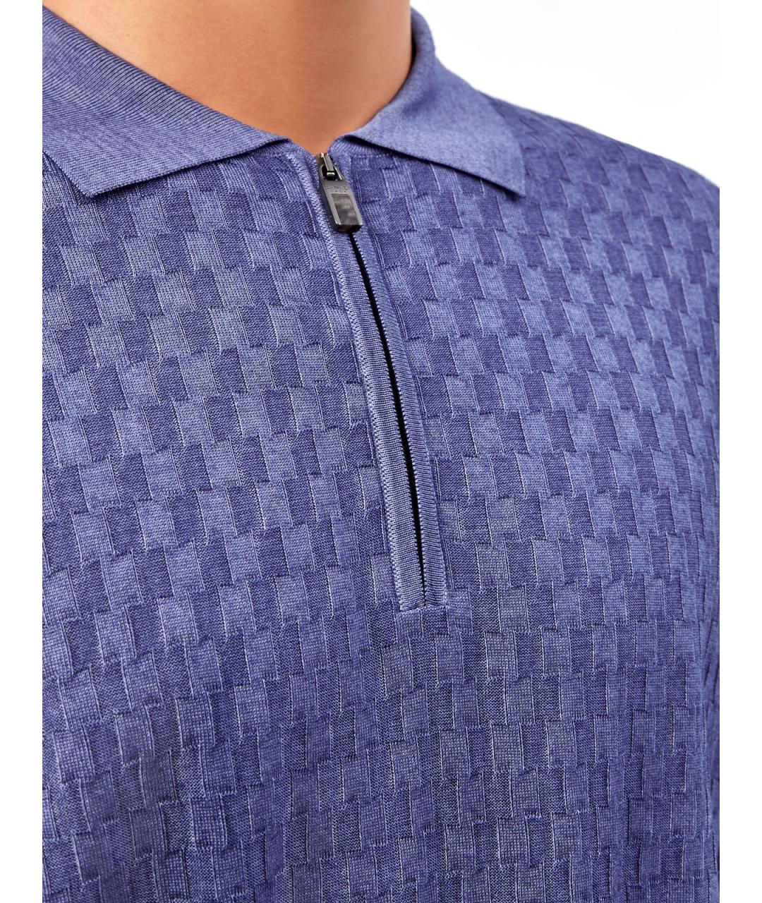 CANALI Синее поло с длинным рукавом, фото 3