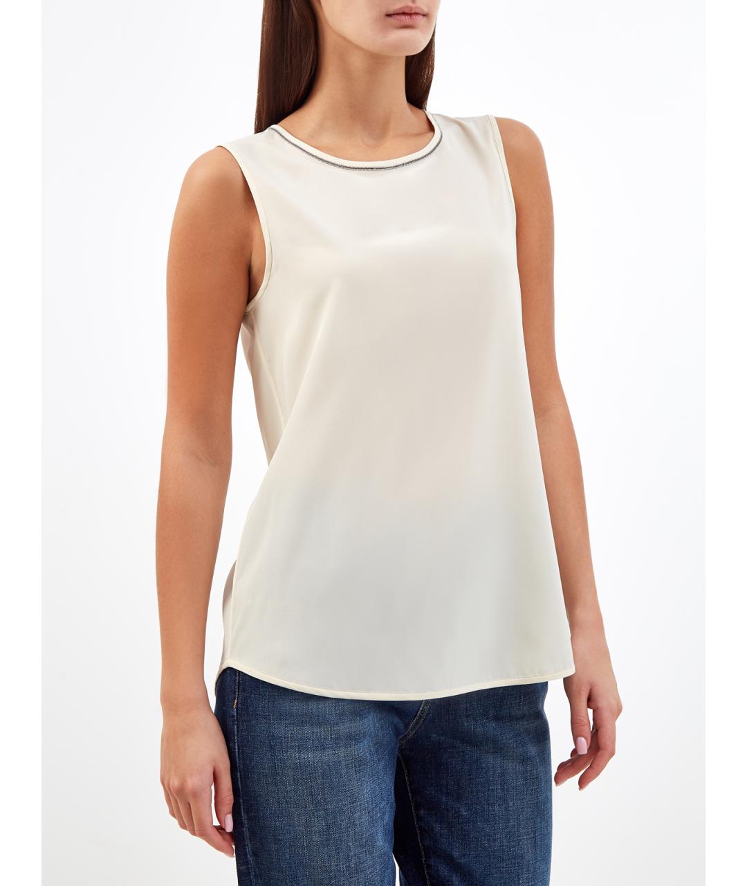 PESERICO Бежевая шелковая блузы, фото 3