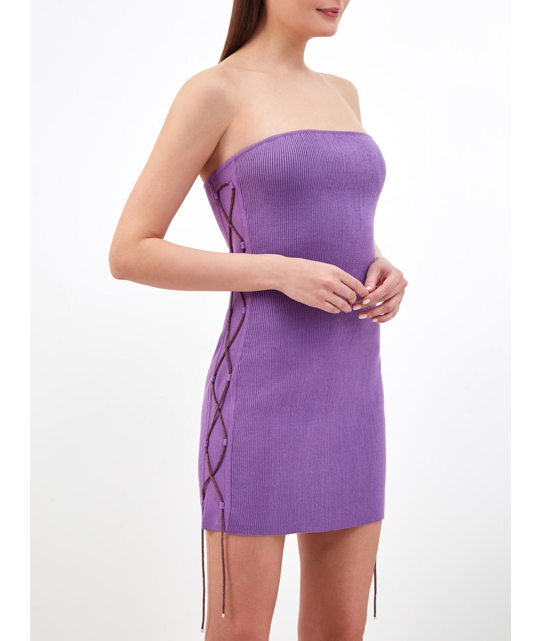 GIUSEPPE DI MORABITO Фиолетовое хлопковое повседневное платье, фото 3