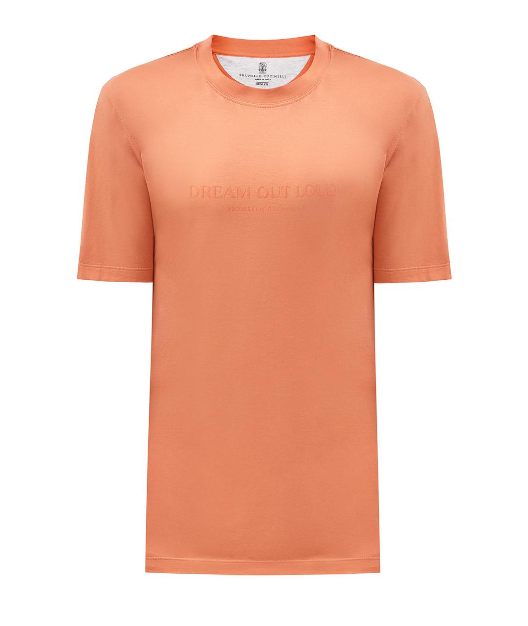 BRUNELLO CUCINELLI Оранжевая хлопковая футболка, фото 1