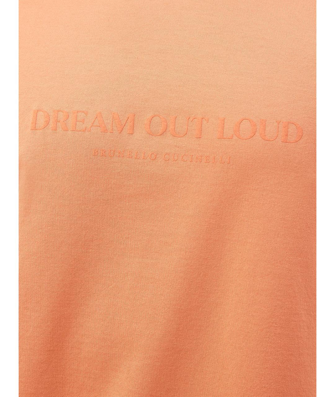 BRUNELLO CUCINELLI Оранжевая хлопковая футболка, фото 3