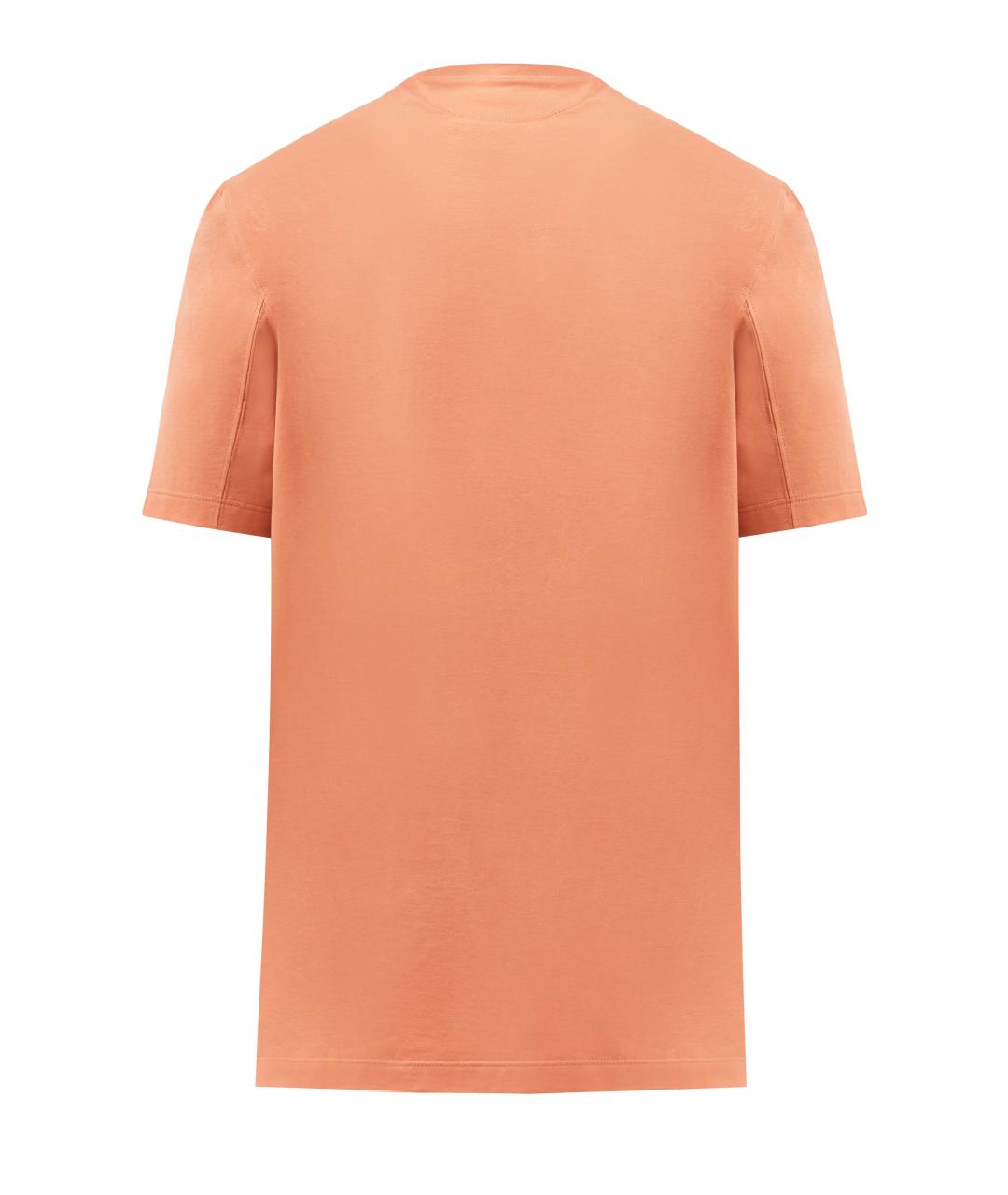 BRUNELLO CUCINELLI Оранжевая хлопковая футболка, фото 2