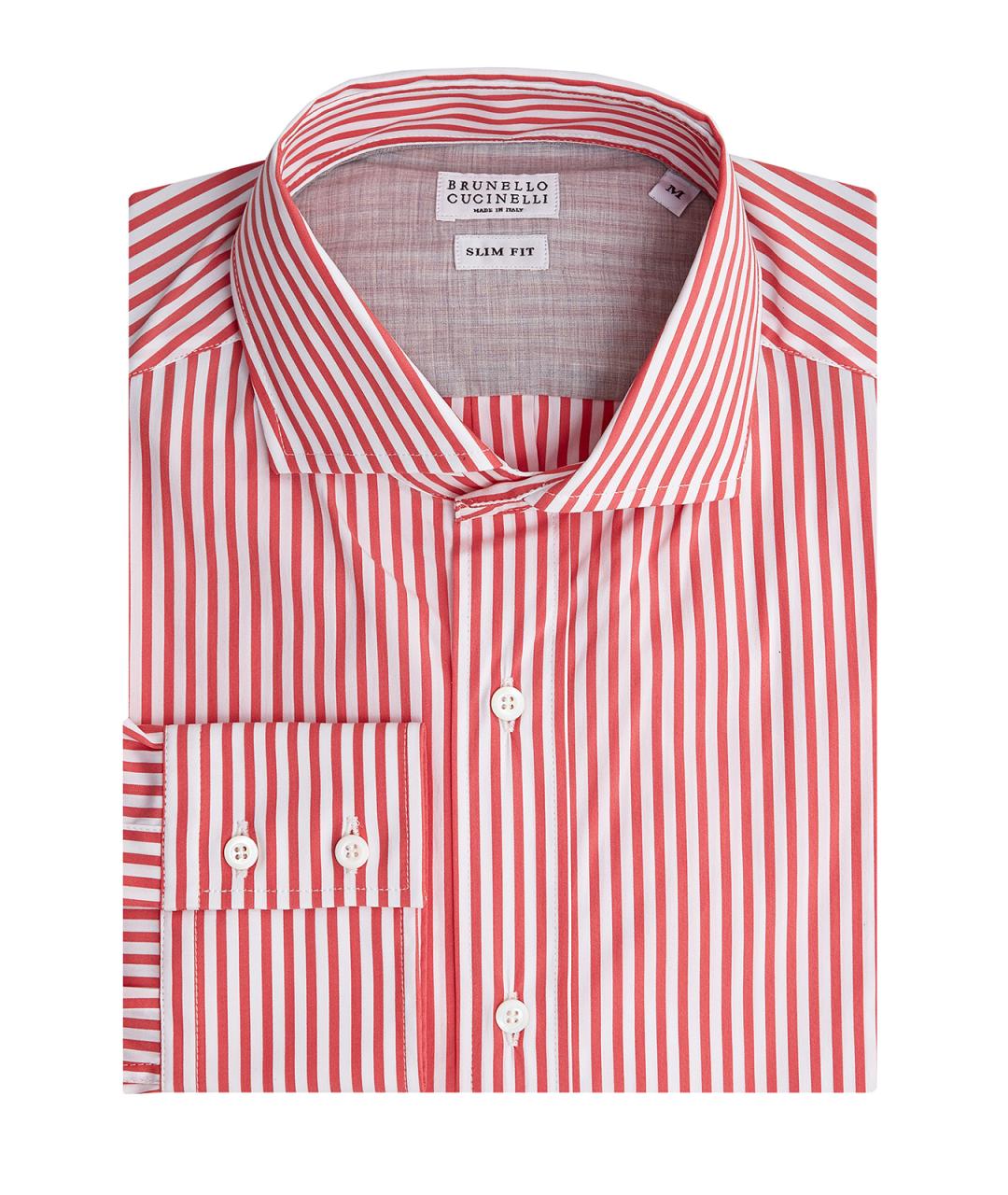 BRUNELLO CUCINELLI Красная хлопковая классическая рубашка, фото 1