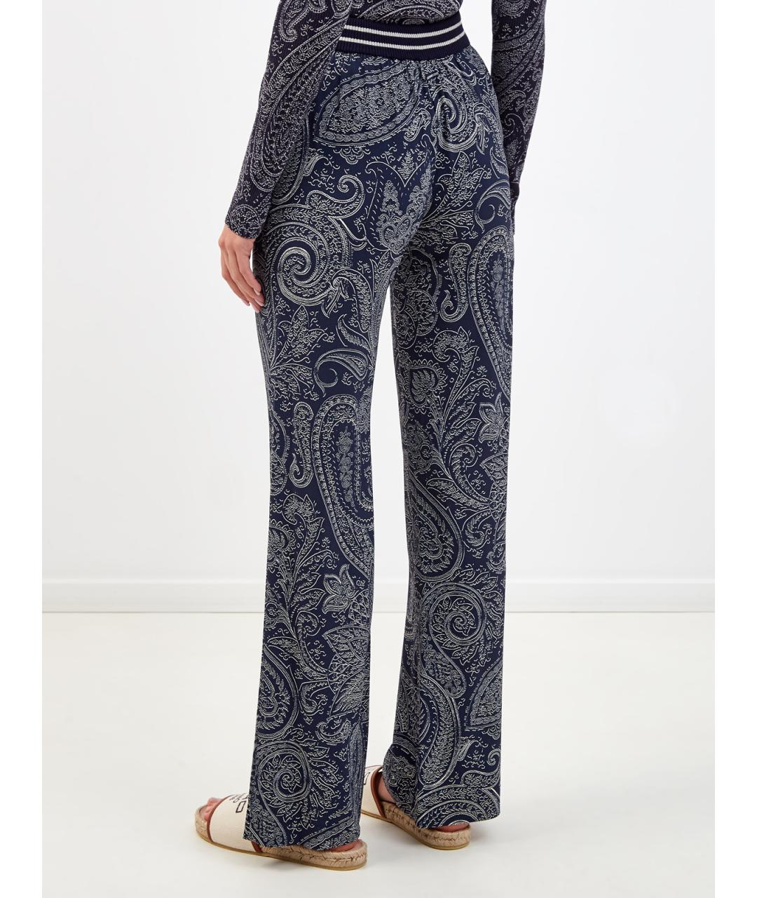 ETRO Синие вискозные прямые брюки, фото 4