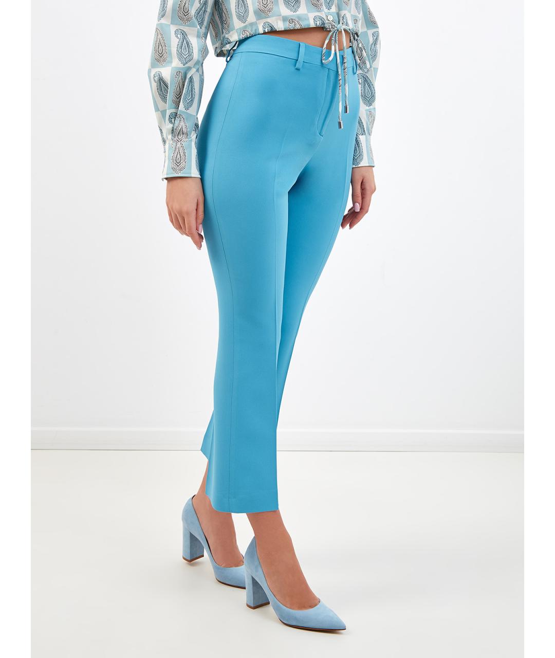 ETRO Голубые вискозные брюки узкие, фото 3