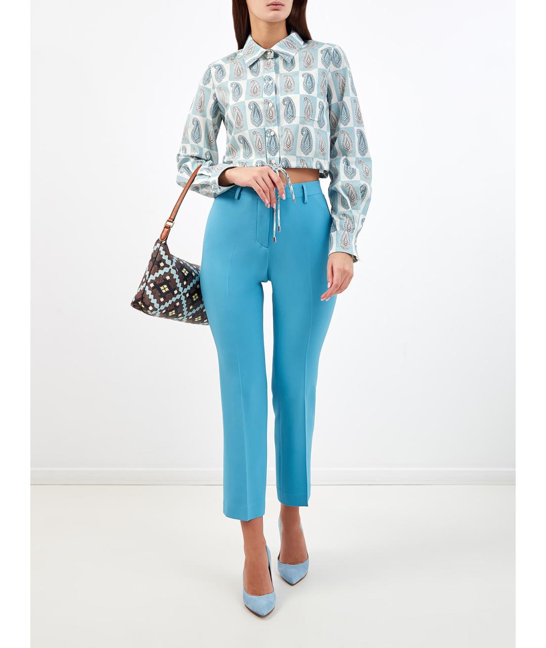 ETRO Голубые вискозные брюки узкие, фото 2