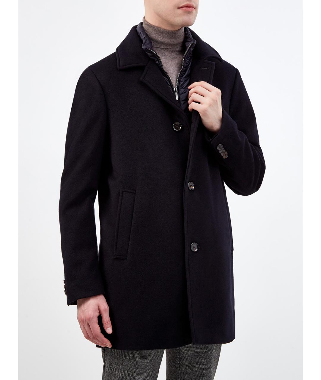 MOORER Черное шерстяное пальто, фото 3