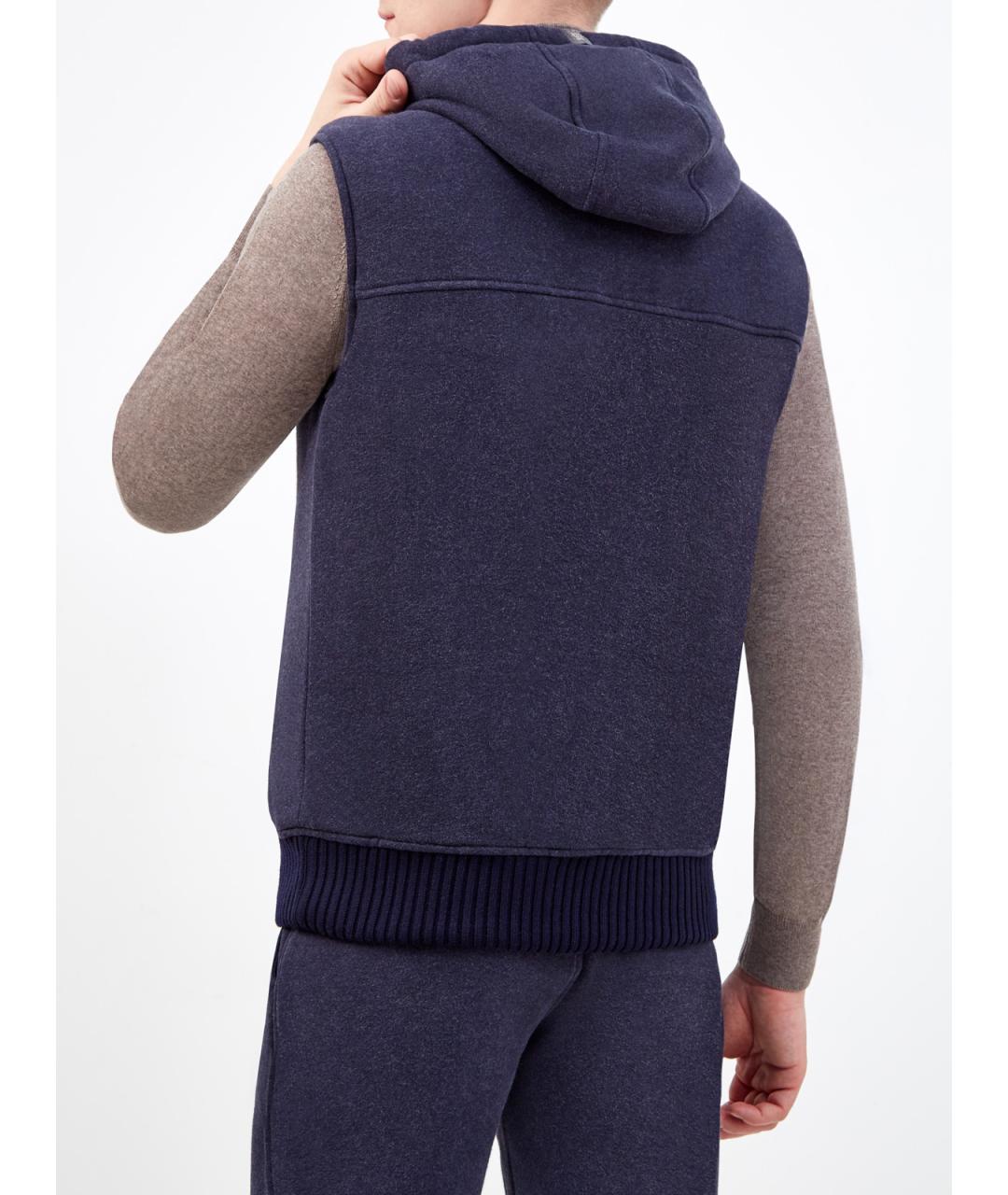 CAPOBIANCO Синий хлопковый жилет, фото 5