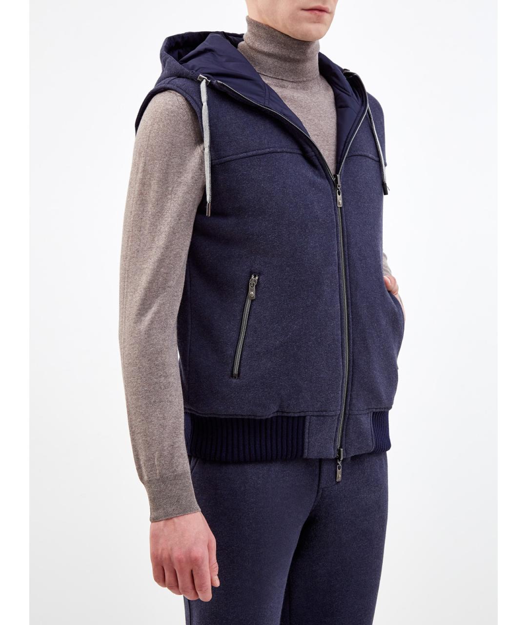 CAPOBIANCO Синий хлопковый жилет, фото 4