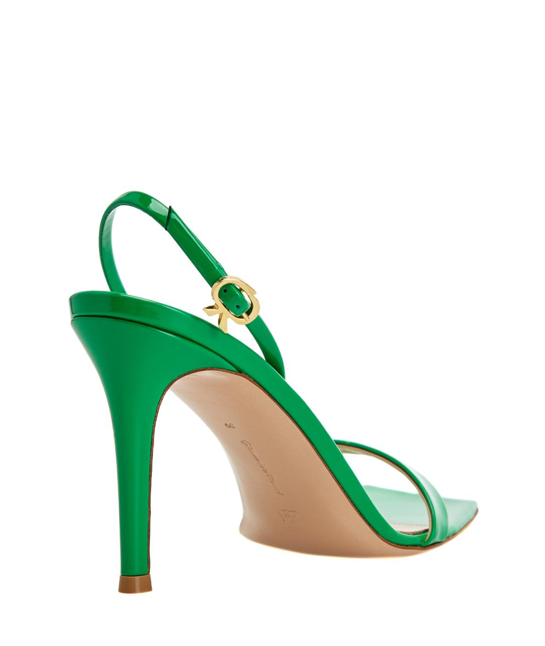 GIANVITO ROSSI Зеленые босоножки из лакированной кожи, фото 4