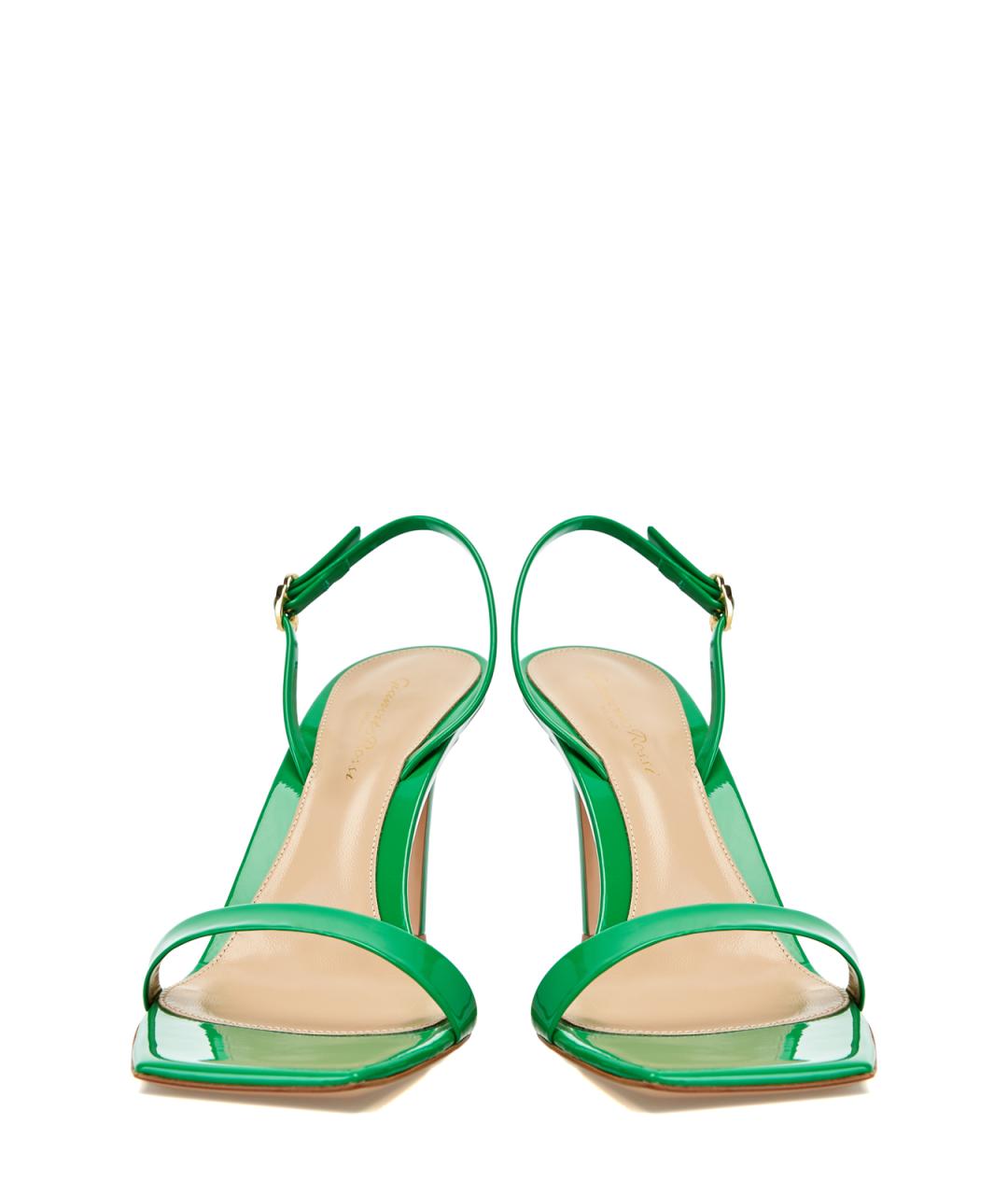 GIANVITO ROSSI Зеленые босоножки из лакированной кожи, фото 6