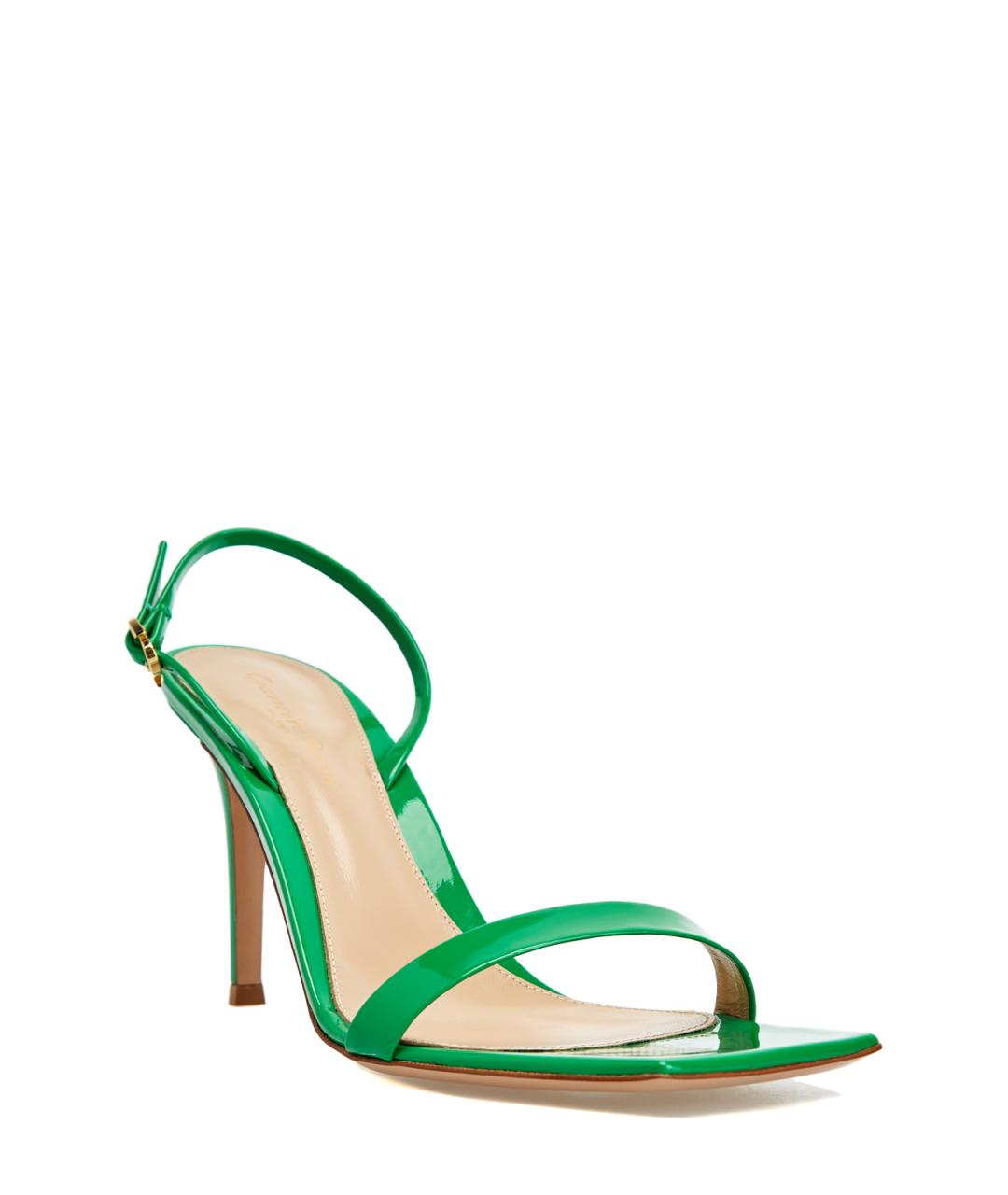 GIANVITO ROSSI Зеленые босоножки из лакированной кожи, фото 3