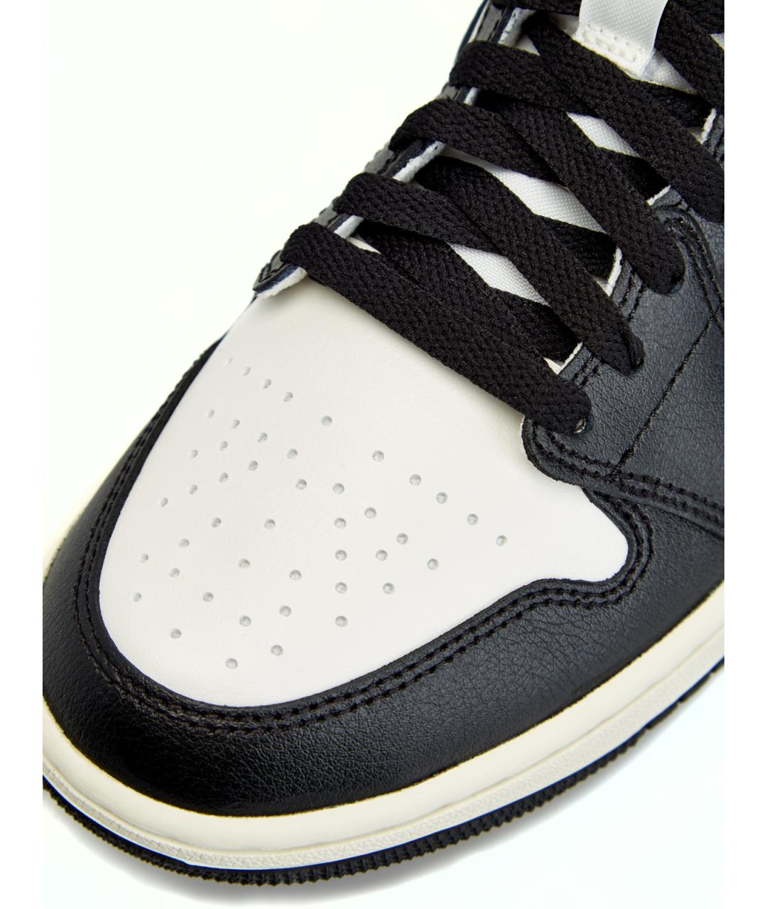 JORDAN Черные кожаные высокие кроссовки / кеды, фото 4