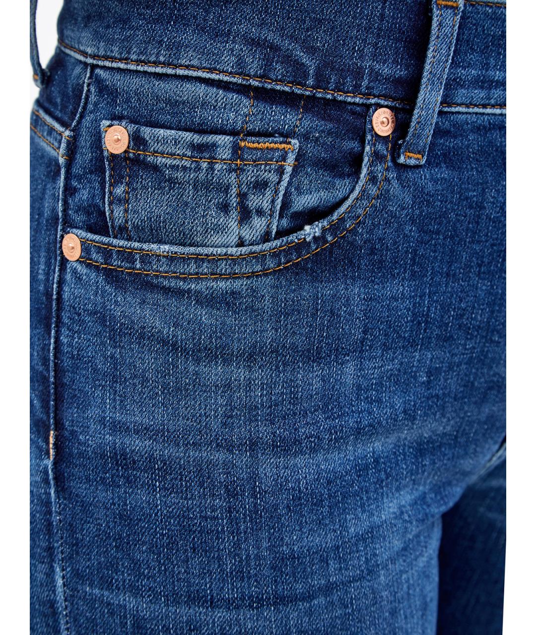 7 FOR ALL MANKIND Синие хлопковые джинсы клеш, фото 5