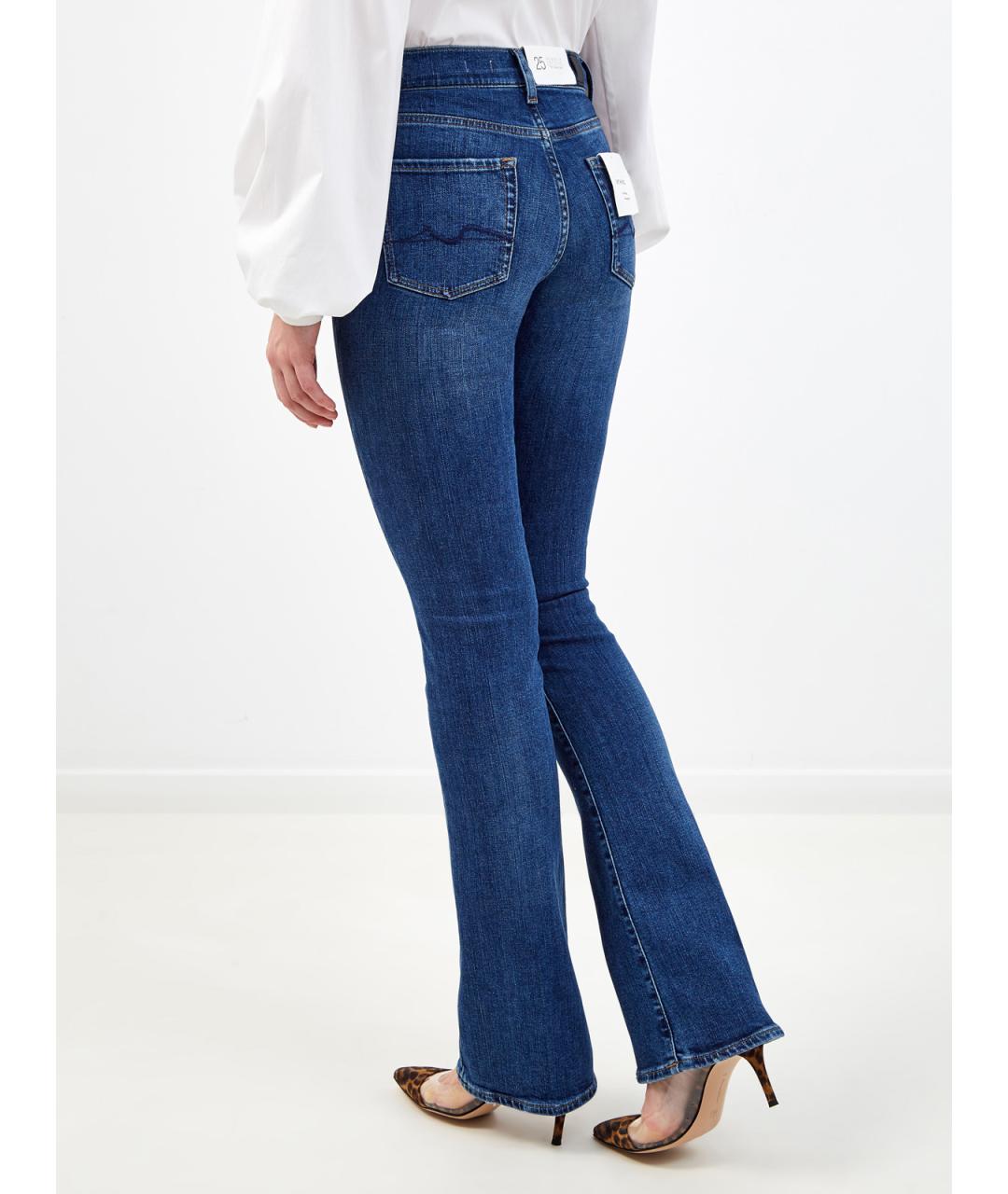 7 FOR ALL MANKIND Синие хлопковые джинсы клеш, фото 4