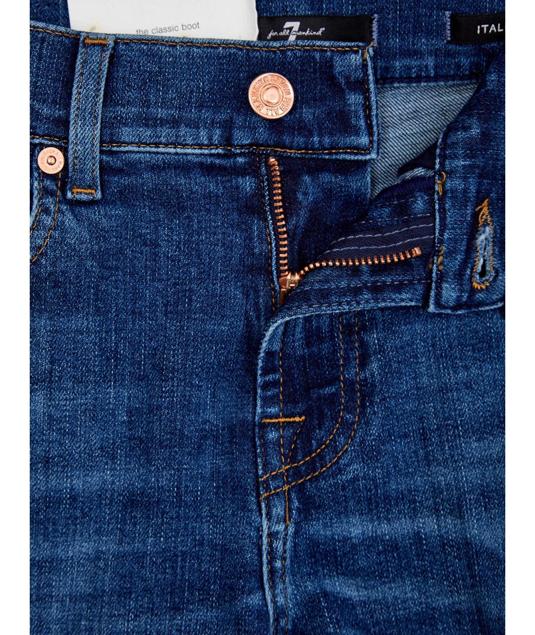 7 FOR ALL MANKIND Синие хлопковые джинсы клеш, фото 6