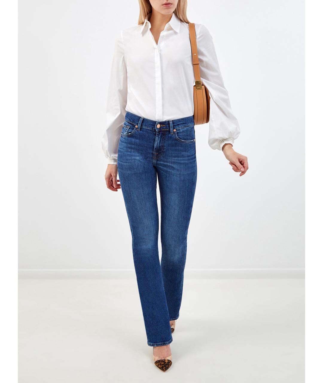 7 FOR ALL MANKIND Синие хлопковые джинсы клеш, фото 2